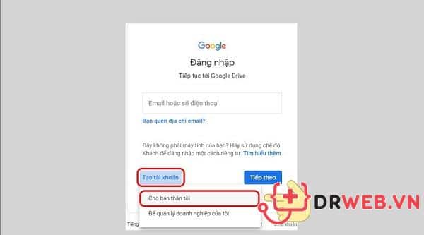 Cách tạo địa chỉ Google drive