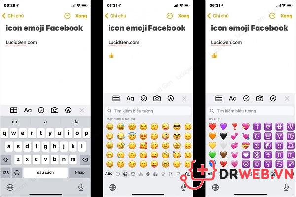 Tip chèn emoji Facebook trên điện thoại