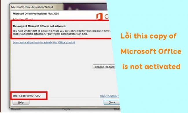 Sửa lỗi this copy of Microsoft Office is not activated